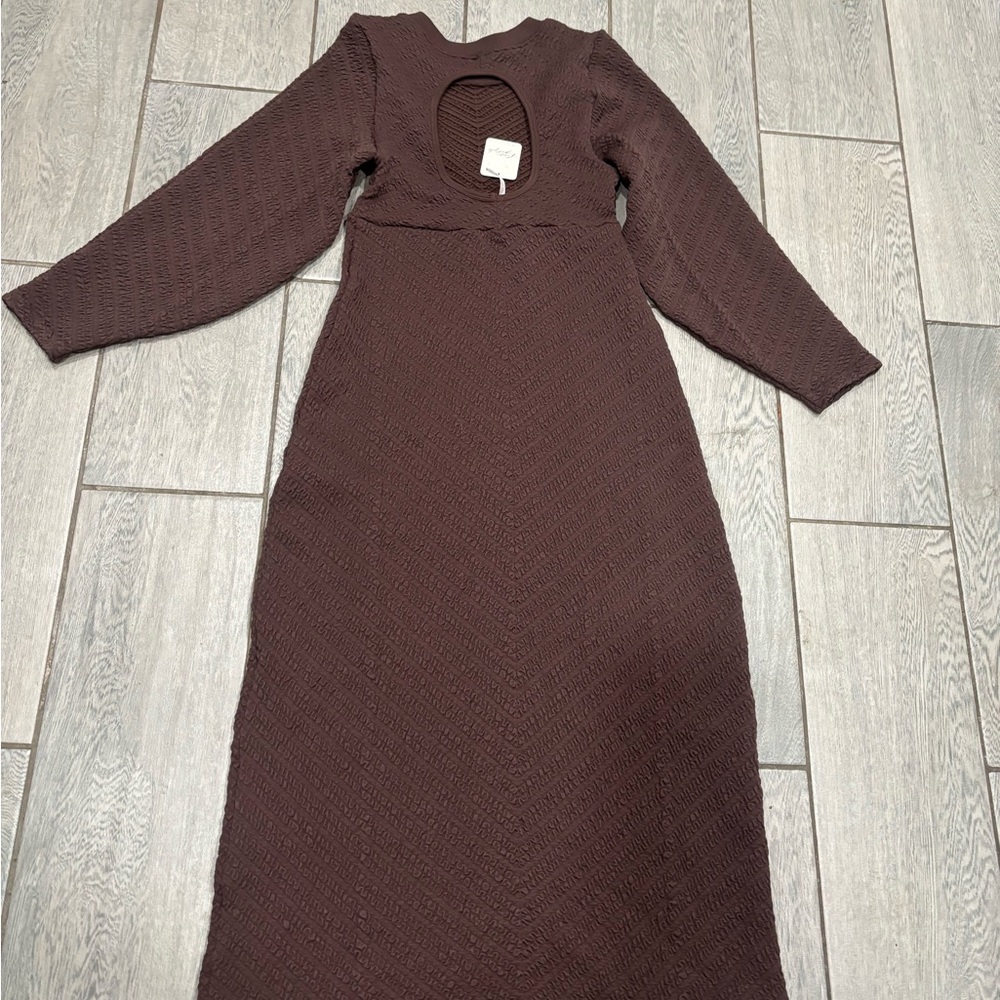 Free People Gabby Seamless Midi Dress Brown Size M/L - Picture 7 of 8